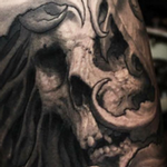 Tattoos - Black and Gray Skull Tattoo - 115237